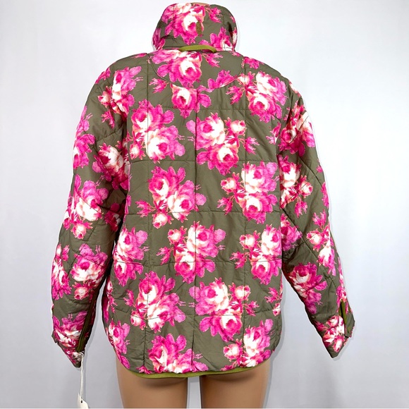 Free People FP Movement Printed Pippa Packable Puffer Jacket Sz S Pink Rose NWT - Picture 8 of 16